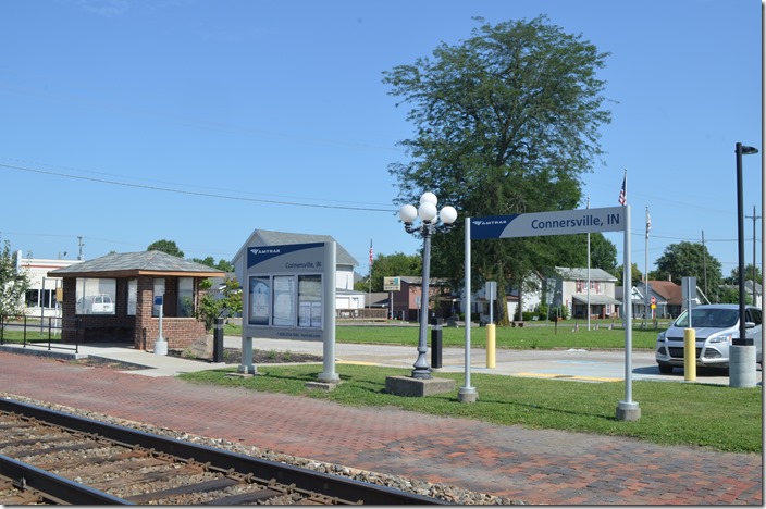 This shelter serves Amtrak’s Cardinal that passes through tri-weekly in the middle of the night. Amtrak depot. Connersville IN.