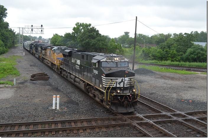 NS 7656-UP 5821-9945-3333 on e/b 169-19 (Conway to Birmingham) with 26 loads and 23 empties. I wonder if this train didn’t use the Chicago, Fort Wayne & Eastern between Crestline and Bucyrus. This would be the former PRR main line that CSX owns. CFE is part of Genesee & Wyoming Inc. Marion OH.
