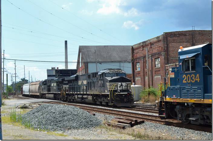 A NS n/b freight behind 8178-7520 crosses over and will soon break off on their New Castle District to Richmond and Fort Wayne. Hamilton OH.