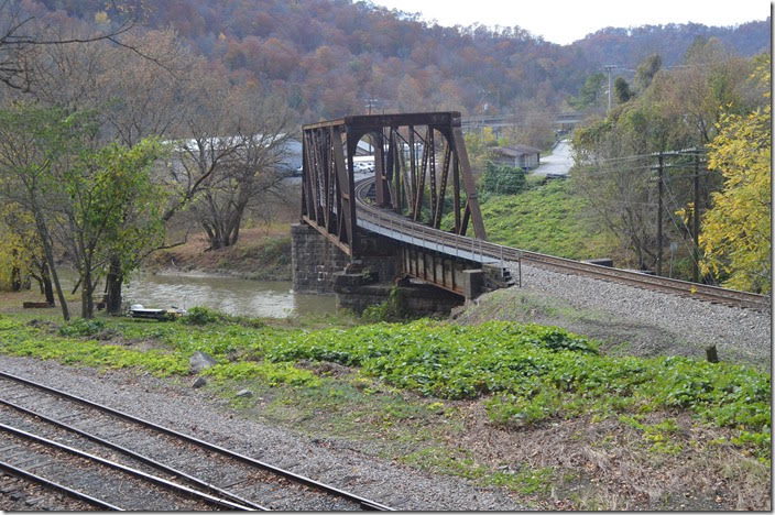This skewed through truss bridge at Jeff is one of several on the former L&N lines in Eastern Kentucky. CSX bridge. Jeff KY.