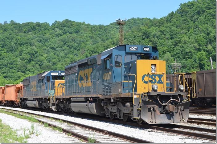 CSX 4007-8790 on ballast train. 05-30-2015. Shelby.