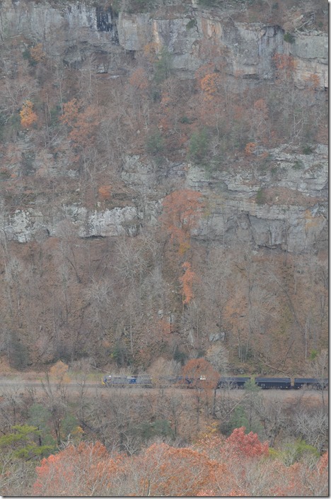 CSX 502 leads U430-12 (Scotts Branch mine to Irmo, SC) with 100 PMRX loaded hoppers. View 3.