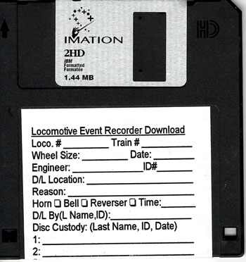 Locomotive Event Recorder media 3.5in diskette