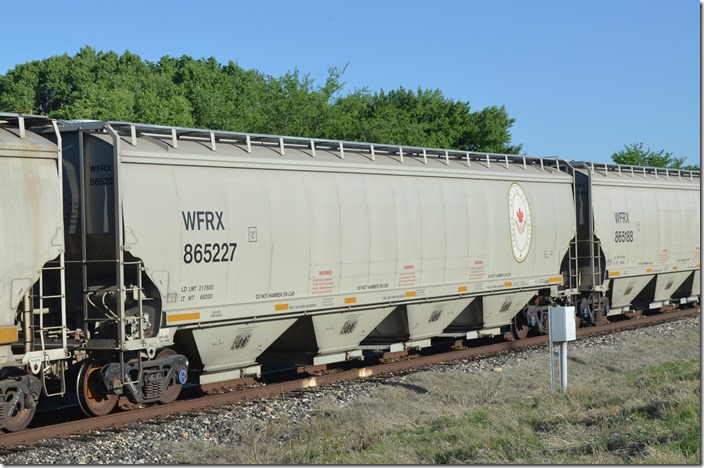 WFRX (Wells Fargo Rail) covered hopper 865277 is leased to Canada Malting Co. Limited. Nogales AZ.