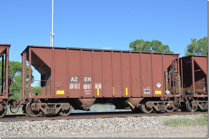 Arizona Eastern hopper 910135 photographed in the Union Pacific yard at Nogales AZ, 04-26-2019.