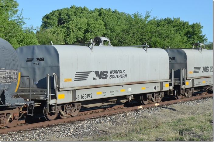NS coil flat 163192 was built by Freight Car America. Nogales AZ.