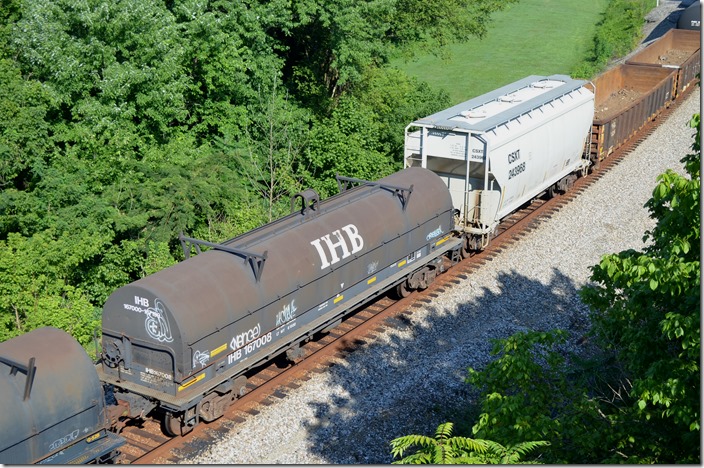 A topside view of IHB 167009 passing Bays Branch KY (near Prestonsburg).