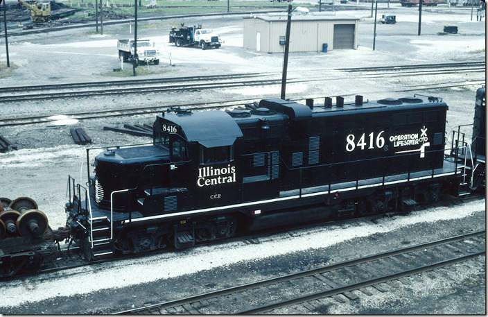 Chicago Central & Pacific 8416 was one of 22 from this subsidiary on the roster at this time. IC Fulton KY.