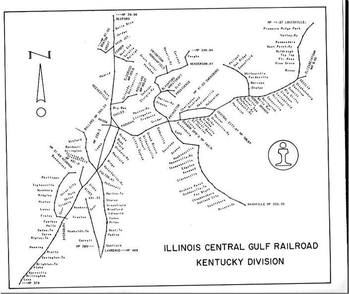 The Kentucky Div. had been incorporated into the Mid-South Div. and the Midwest Division by the time of our visit. Later the line from Paducah to Louisville would be spun off as the Paducah & Louisville Railroad (PAL). The line southeast to Jackson TN is now a short line. The Mayfield District through “Downtown” is gone except what PAL operates from Paducah down to Mayfield.
