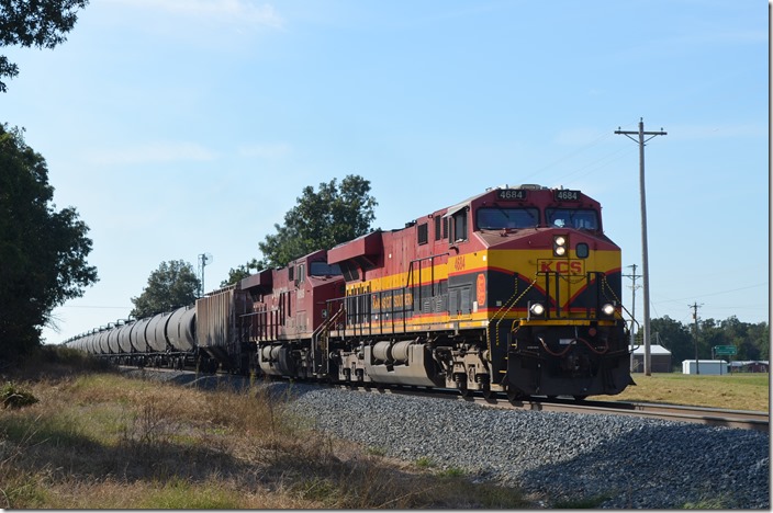 KCS 4684-CP 8905 heading north out of Stilwell, OK with an ethanol train. 