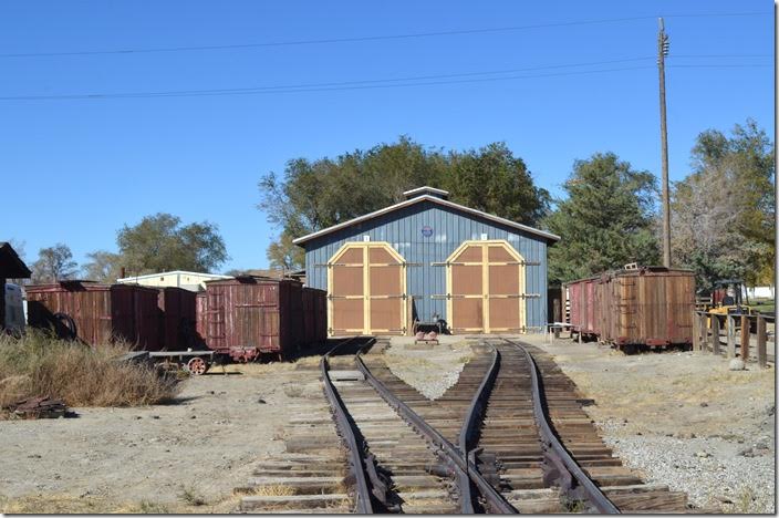 Restoration shop and boxcars. View 2. Laws CA.