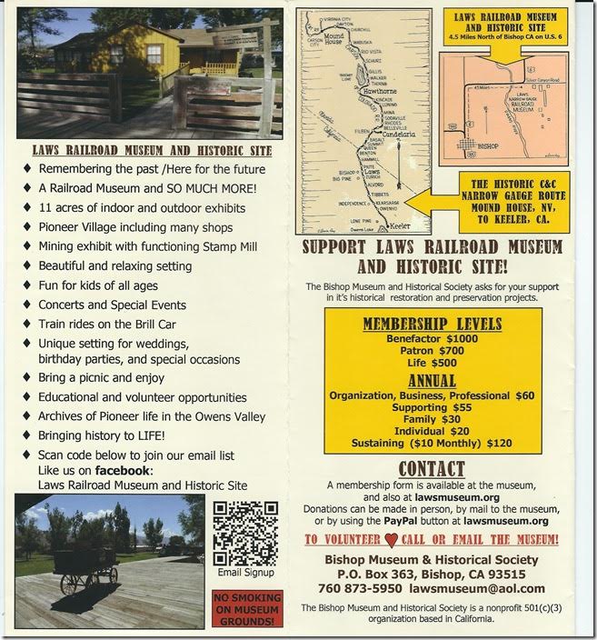 Laws Railroad Museum Brochure. Page 2.