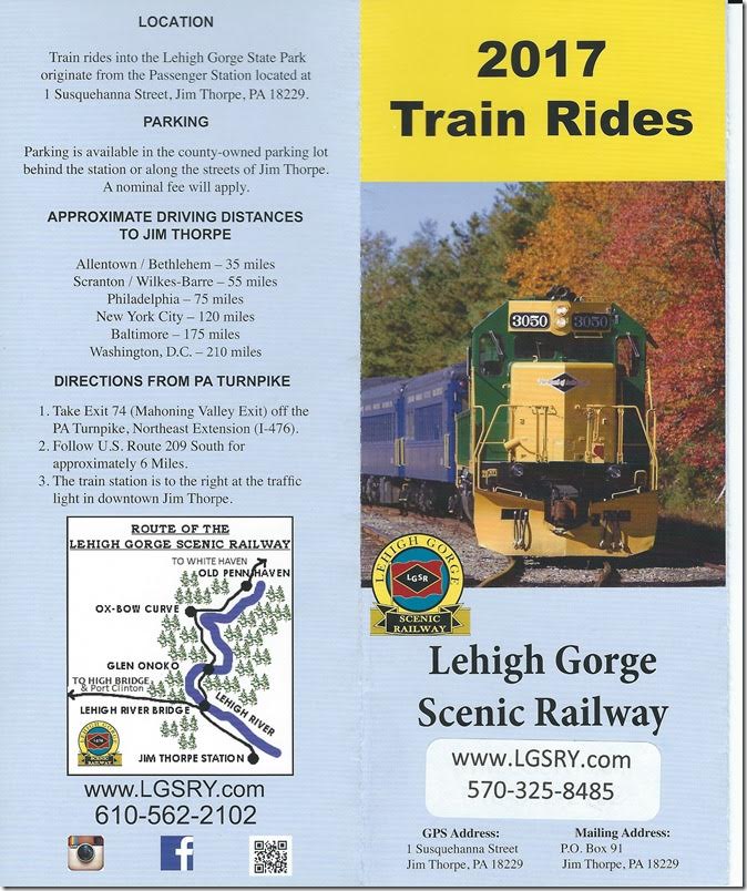 Lehigh Gorge Scenic Ry (LGSR) Brochure page 1.
