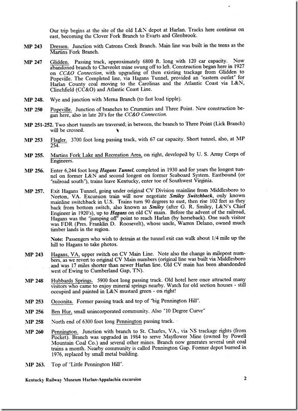 L&N 152 excursion details. Page 2. 1986-10-11.