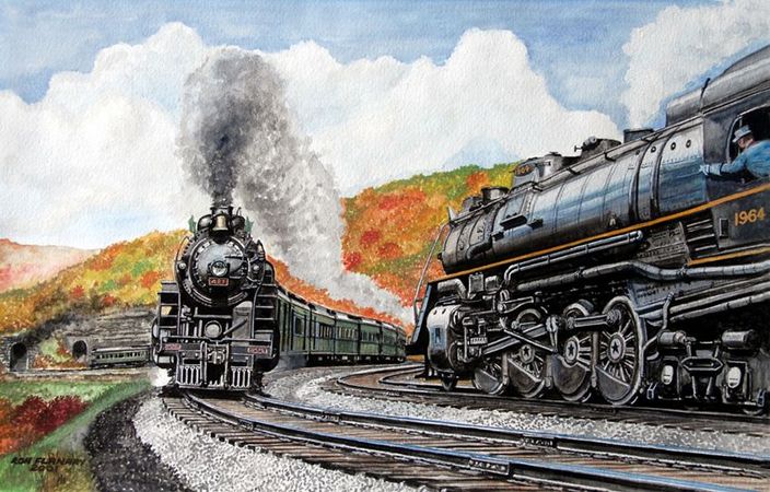 L&N - Crooked Hill, 1944. Painting  by Ron Flanary.