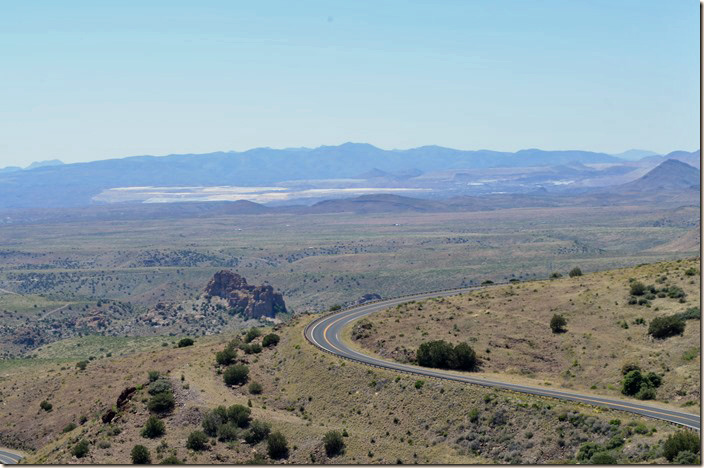 Travelling from Silver City NM, to Clifton and Morenci AZ, this is the view looking west from AZ 78 of the big Morenci copper mine many miles distant. Wednesday 05-01-2019.