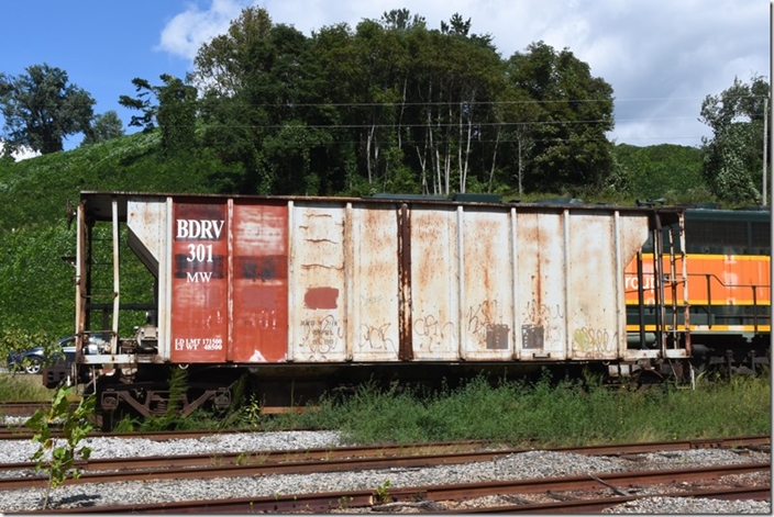 BDRV MW 301 (Belvidere & Delaware River Ry.) has a load limit of 171,500 lbs. Its an ex-Conrail H34E, nee-PRR built 12-1958. Copperhill TN.