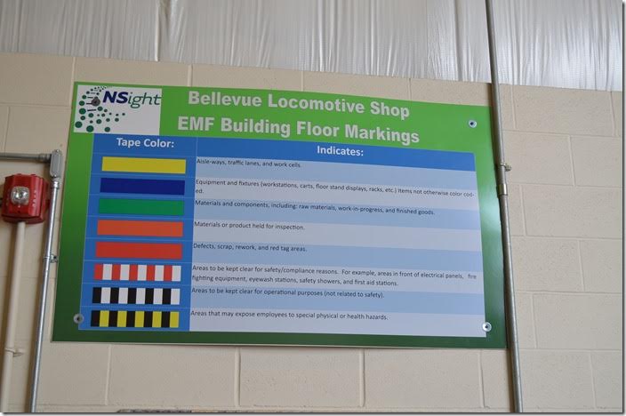 NS new EMF shop. Floor markings codes. Bellevue.