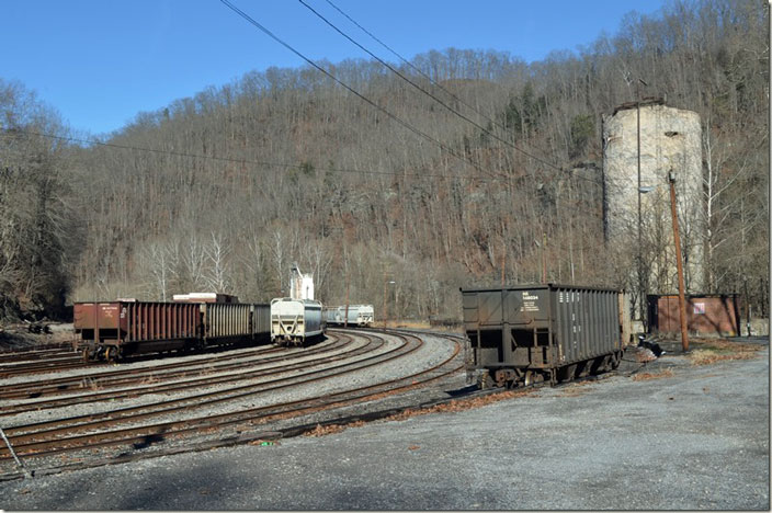 South end NS Wilcoe WV yard looking railroad east toward Welch on Tug Fork Branch.