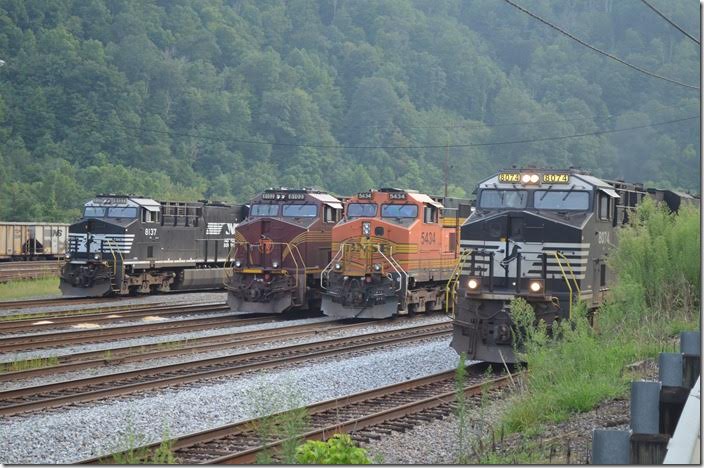 NS 8074-9809-9596 accelerate No. 218-08 e/b (Chicago to Linwood, NC) out of town with 21x5 vans. Williamson WV.