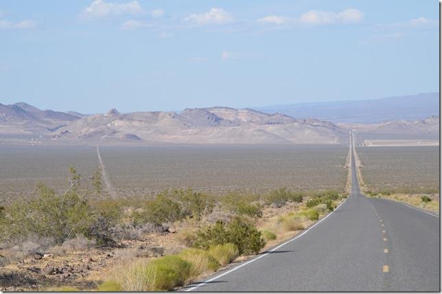Nevada 374 looking northeast toward Beatty across the Amargosa Desert. That’s Rhyolite on the far left. Near Rhyolite NV.