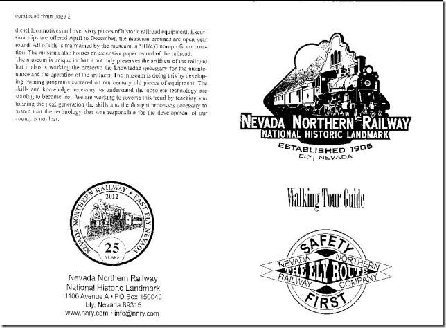 Nevada Northern Railway brochure. 