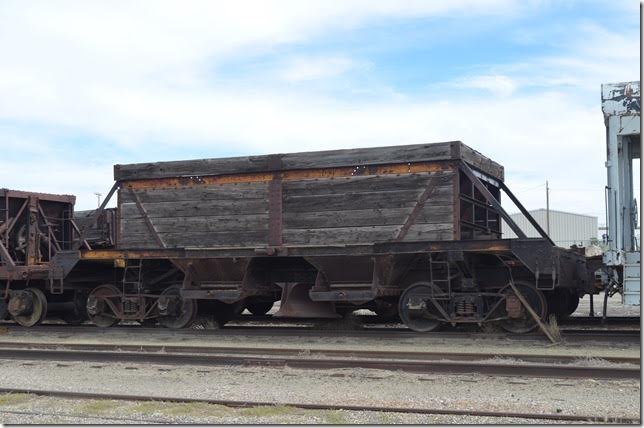 NN ballast hopper number unknown. Same car from the other side. Ely NV. 