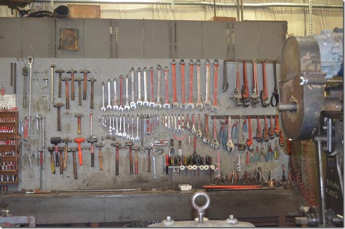 It takes an huge collection of tools to work on railroad equipment. Strasburg shop tools.