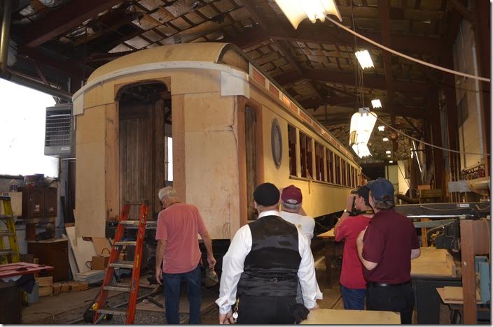 This former B&O coach was built in 1911 by AC&F and is currently under restoration. Ryan Merrill, in the black vest, is SRR’s trainmaster. He gave us an excellent tour. Strasburg.