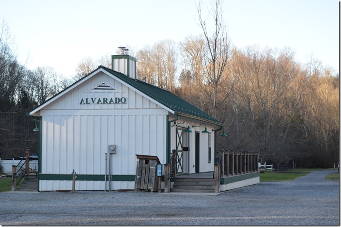 Our first stop was this structure at Alvarado VA. From photos in "The Last Steam Railroad In America" it doesn’t appear to be the 1950's depot. It is similar, but not the real thing. It has restrooms, etc. for those enjoying the trail. Depot Alvarado VA.