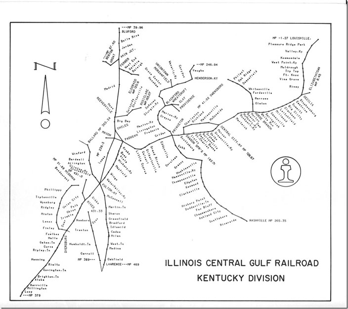 Illinois Central Gulf Railroad - KY Division map.