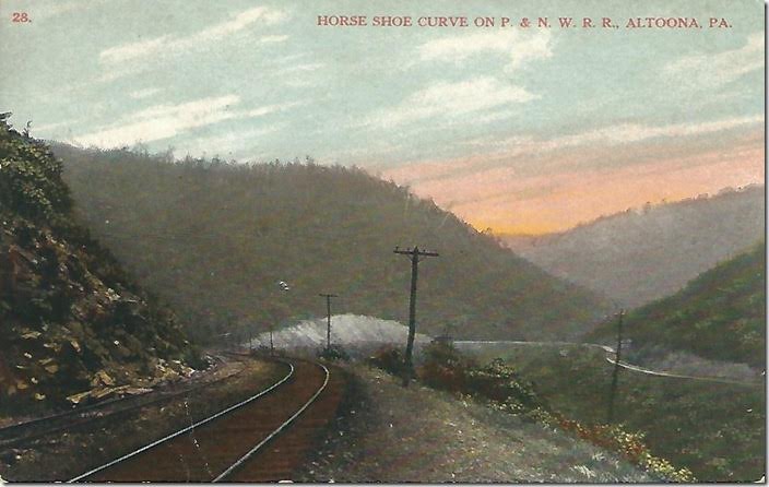 P&NW horseshoe curve Altoona PA. Postcard.