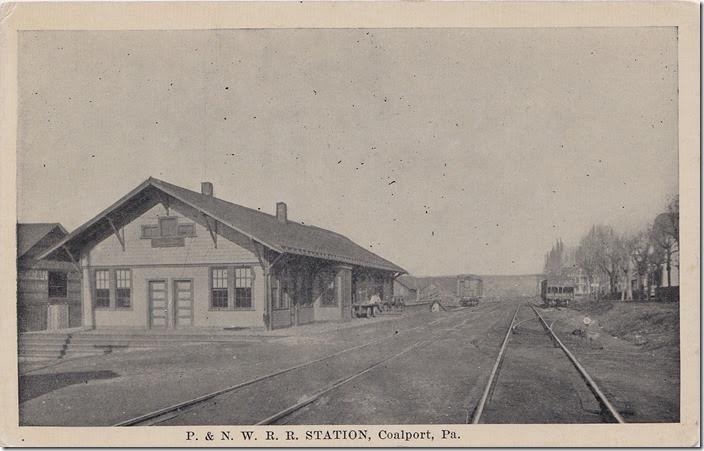 P&NW depot. Coalport PA. Postcard.