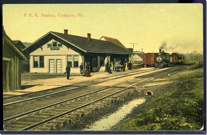 PRR depot. Coalport PA. Postcard.