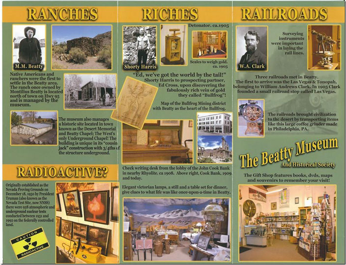 Beatty NV Museum brochure. Page 2.