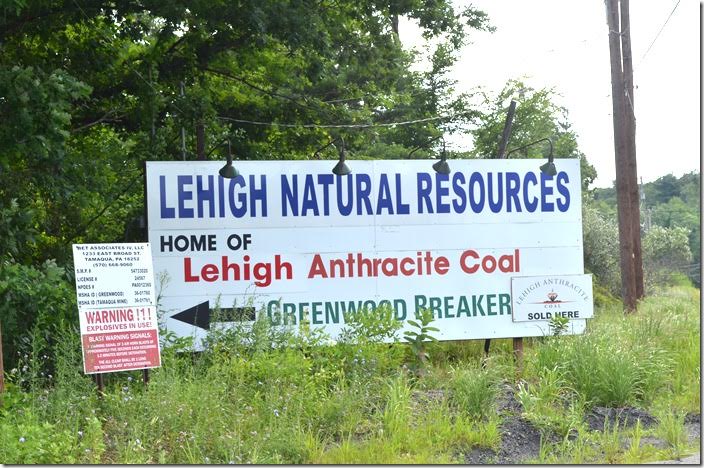 Entrance to former Lehigh Coal & Navigation / Bethlehem Mines Greenwood Breaker just east of Tamaqua PA. Lehigh Natural Resources sign.