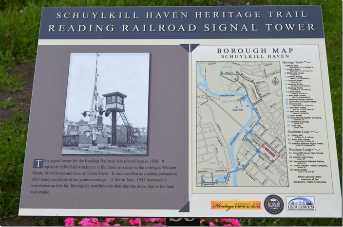 Schuylkill Haven crossing tower informational plaque.