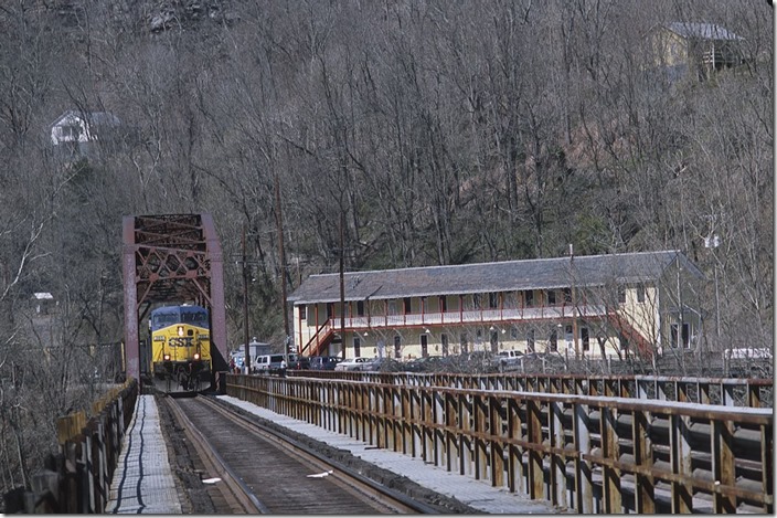 R. J. Corman Railroad train Z549-06 rumbles across the New River to South Side Jct.