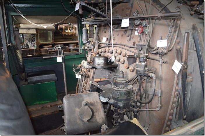Cab of 2-8-2 34 with the equipment marked for reference.