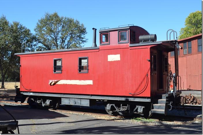 SRy caboose 7 was getting repainted. It is ex-Elgin, Joliet & Eastern built in 1923 and acquired by Sierra in 1956.