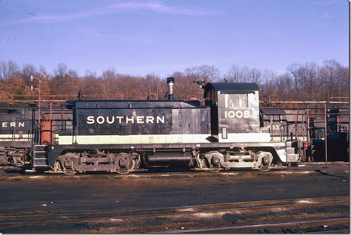 Southern SW-1 1008 at Asheville engine terminal. 12-22-1973.