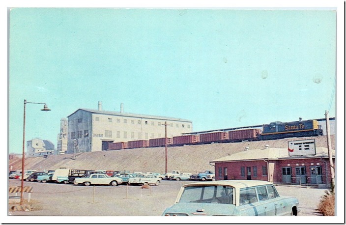 The KCC smelter at Hurley in the 1960s. Santa Fe operated a shuttle train between the mine and the plant. This is a dumper job used on all three shifts. smelter. Hurley NM.