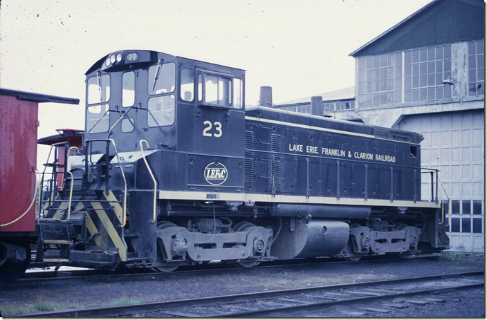 LEF&C 23 SW1500. They previously had RS-1s and would later acquire a couple of MP15s when significant coal traffic developed. Clarion PA. 05-09-1972.