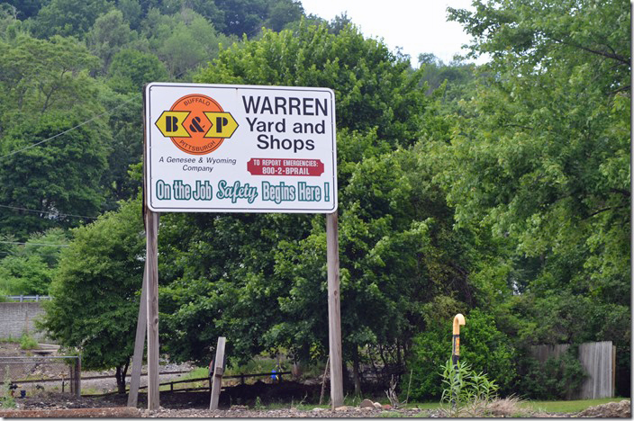 BPRR Warren PA yard and shops sign.