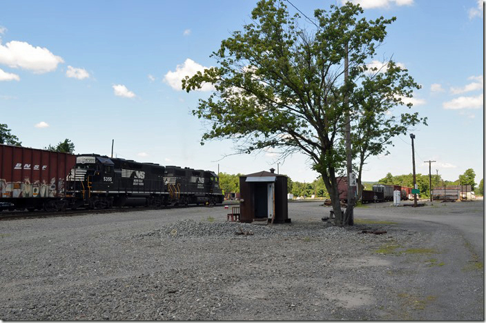 NS GP38-2s 5355-5323 switch in Northumberland PA yard. 06-24-2021.