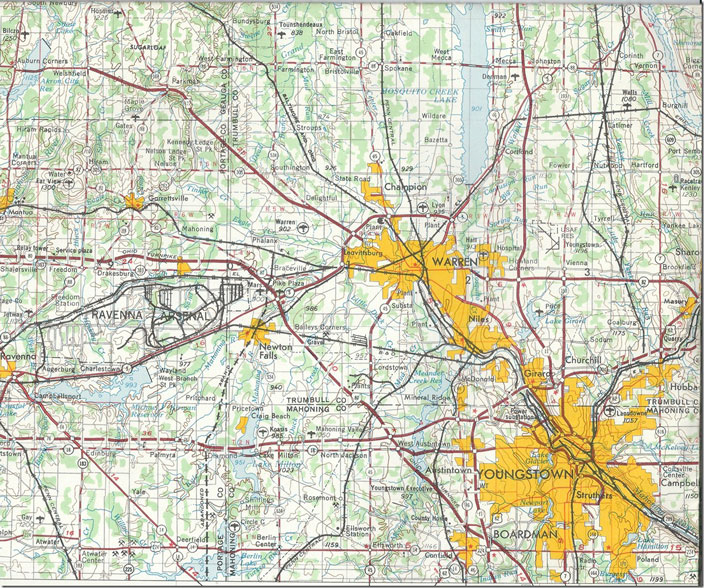 USGS Cleveland quad Warren Youngstown 1956 revised 1972.