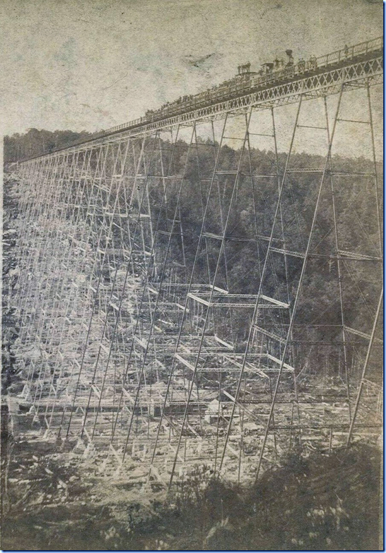 Erie Kinzua bridge. With train. View 3.