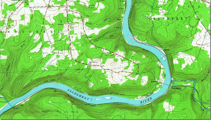 Kennerdell 15 min. topo showing the Belmar bridge area in 1963. Kennerdell PA, 1:24,000 quad, 1963, USGS.