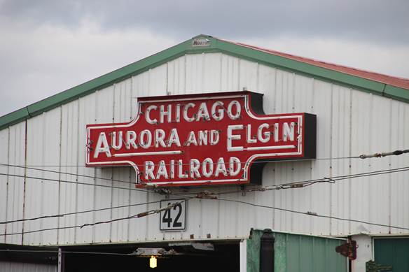 Chicago Aurora and Elgin Railroad sign.