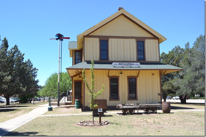 The depot was moved a few feet when the main highway was widened. ex-SP depot Patagonia AZ.
